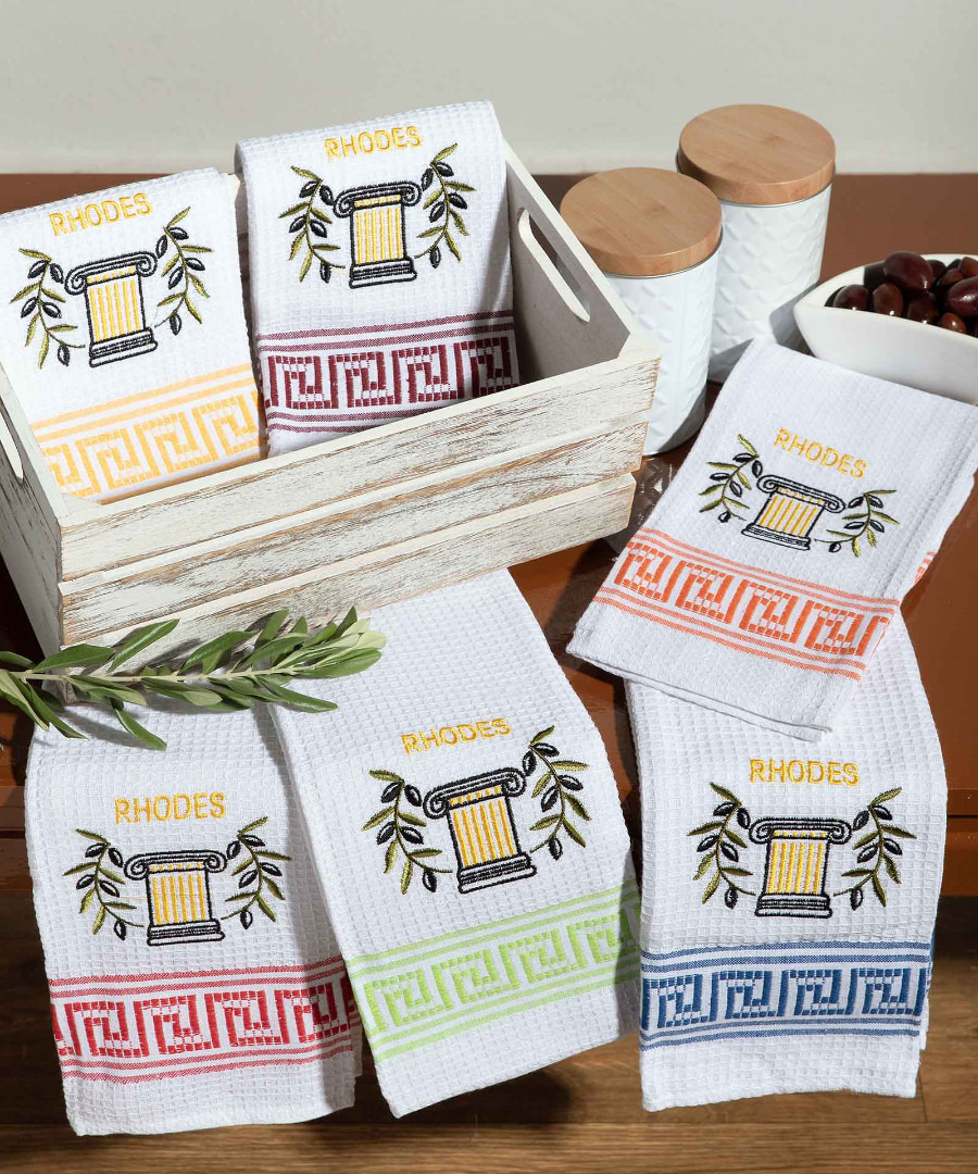 Σετ 12 τεμαχίων ποτηρόπανα (45cm x 65cm) κίωνας RHODES