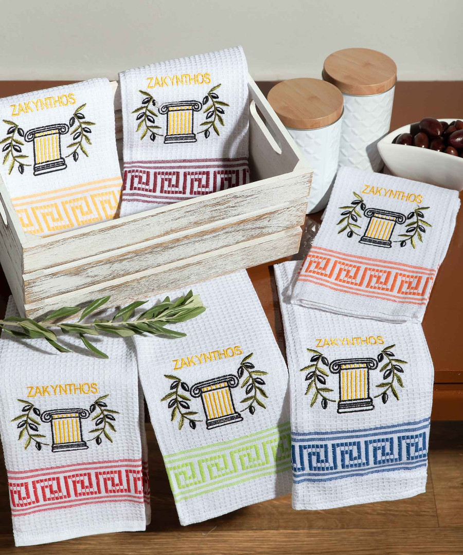 Σετ 12 τεμαχίων ποτηρόπανα (45cm x 65cm) κίωνας ZAKYNTHOS
