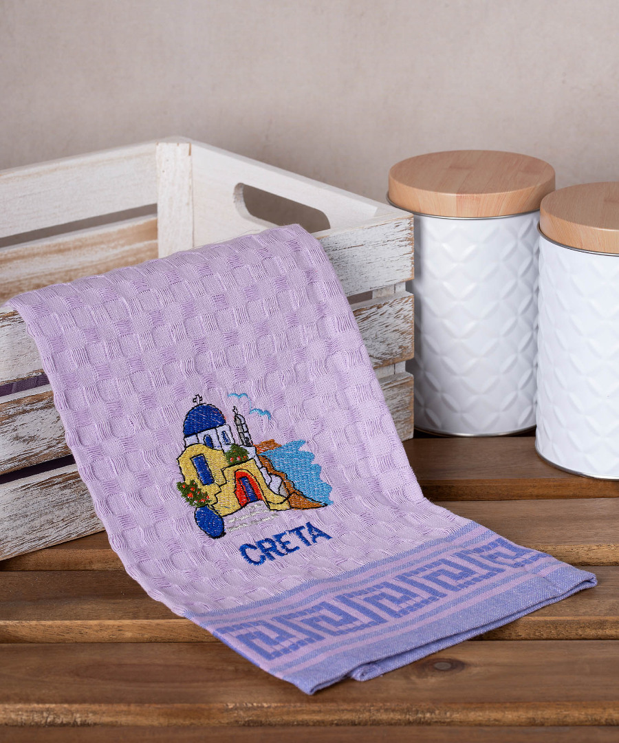 Σετ 12 τεμαχίων ποτηρόπανα γκοφρέ (50cm x 70cm) λιλά εκκλησία CRETA
