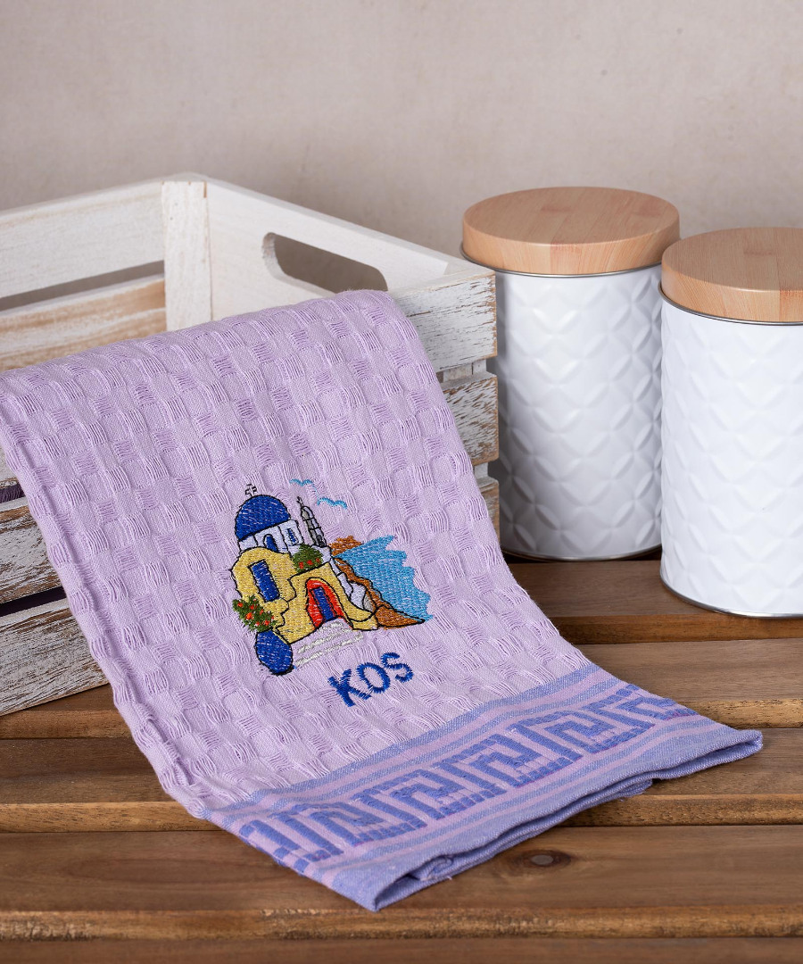 Σετ 12 τεμαχίων ποτηρόπανα γκοφρέ (50cm x 70cm) λιλά εκκλησία KOS