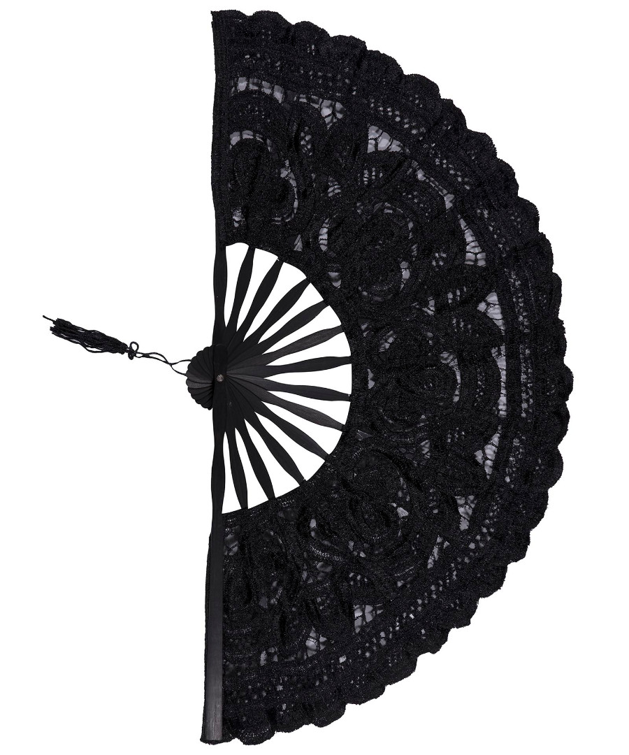 Χειροποίητη βεντάλια (27cm) μαύρη