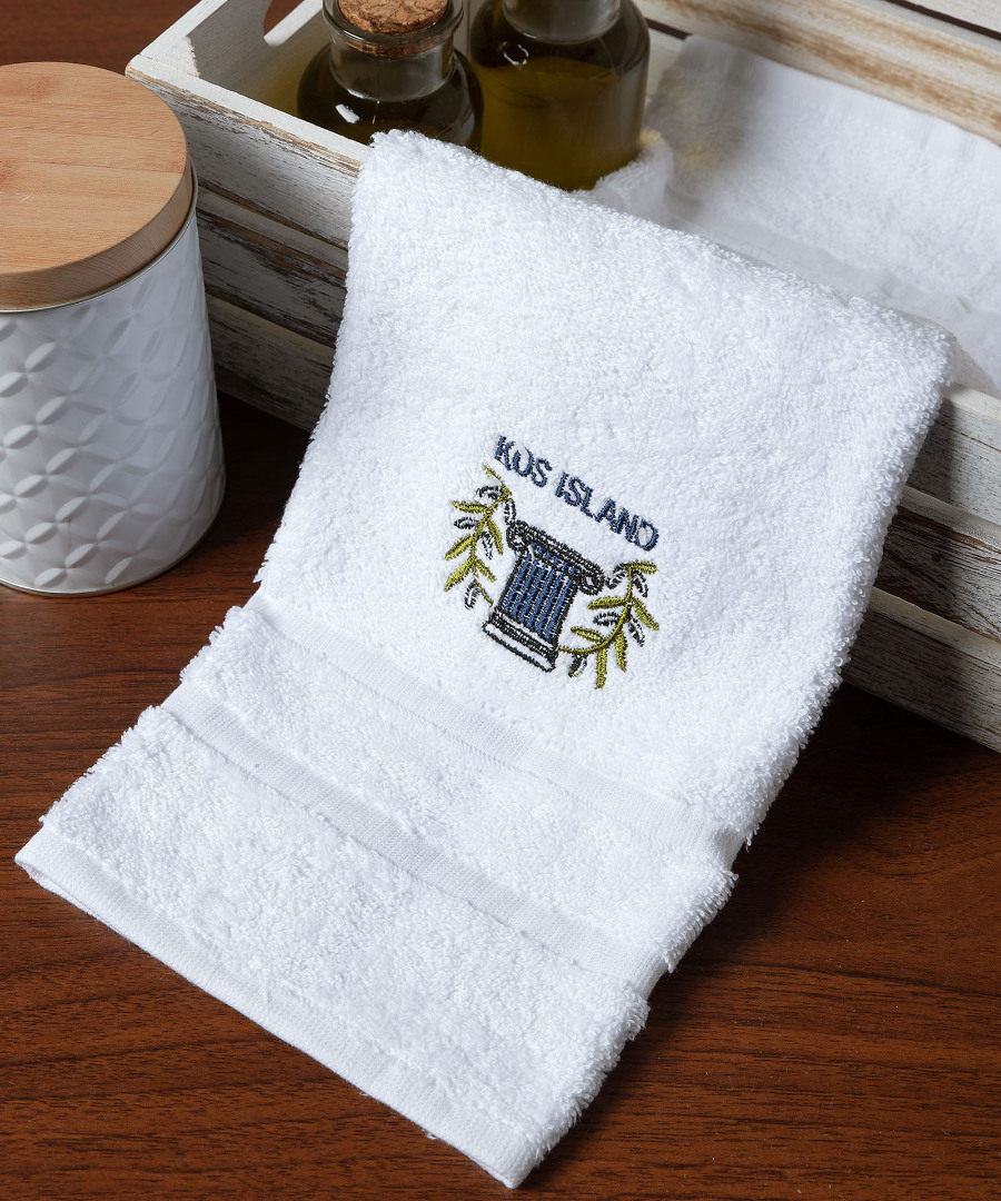 Δωδεκάδα πετσέτες χεριών (30cm x 50cm) λευκό με μπλέ κίωνα  ΚΩΣ