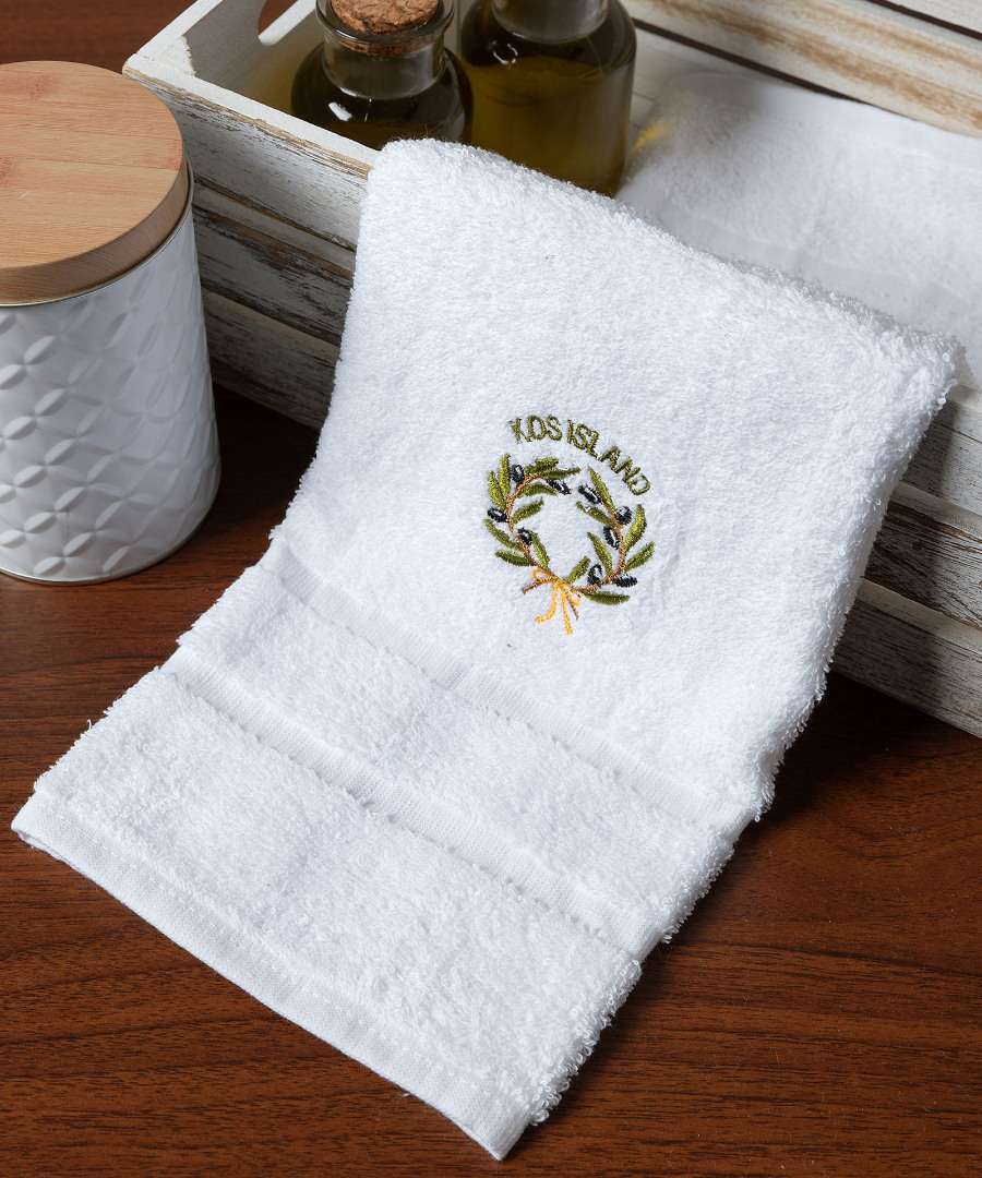 Δωδεκάδα πετσέτες χεριών (30cm x 50cm) λευκό με στεφάνι ΚΩΣ