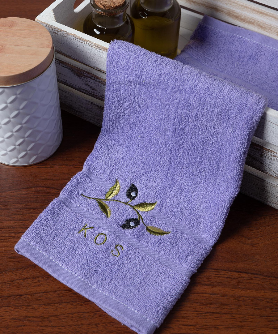 Δωδεκάδα πετσέτες χεριών (30cm x 50cm) λιλά με κλαδί ΚΩΣ