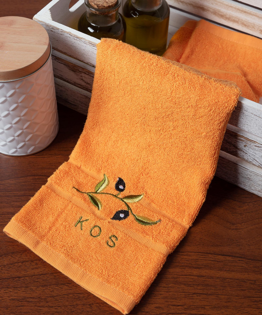 Δωδεκάδα πετσέτες χεριών (30cm x 50cm) πορτοκαλί με κλαδί ΚΩΣ