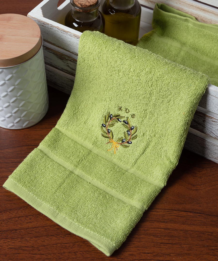 Δωδεκάδα πετσέτες χεριών (30cm x 50cm) πράσινο με στεφάνι ΚΩΣ