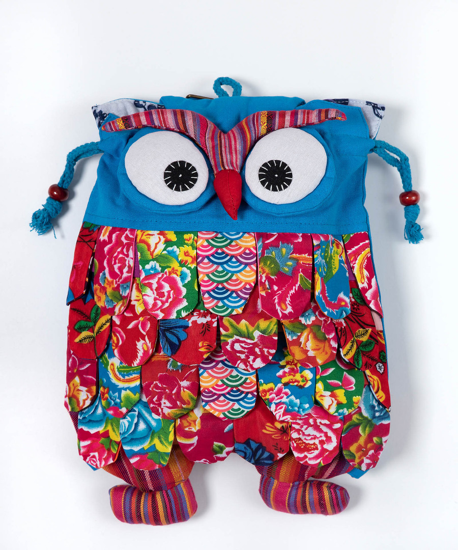 Σακίδιο κουκουβάγια (35cm x 28cm) σιέλ