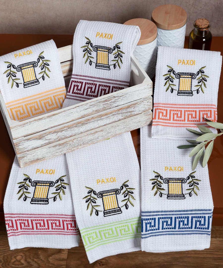 Σετ 12 τεμαχίων ποτηρόπανα (45cm x 65cm) κίωνας PAXOI