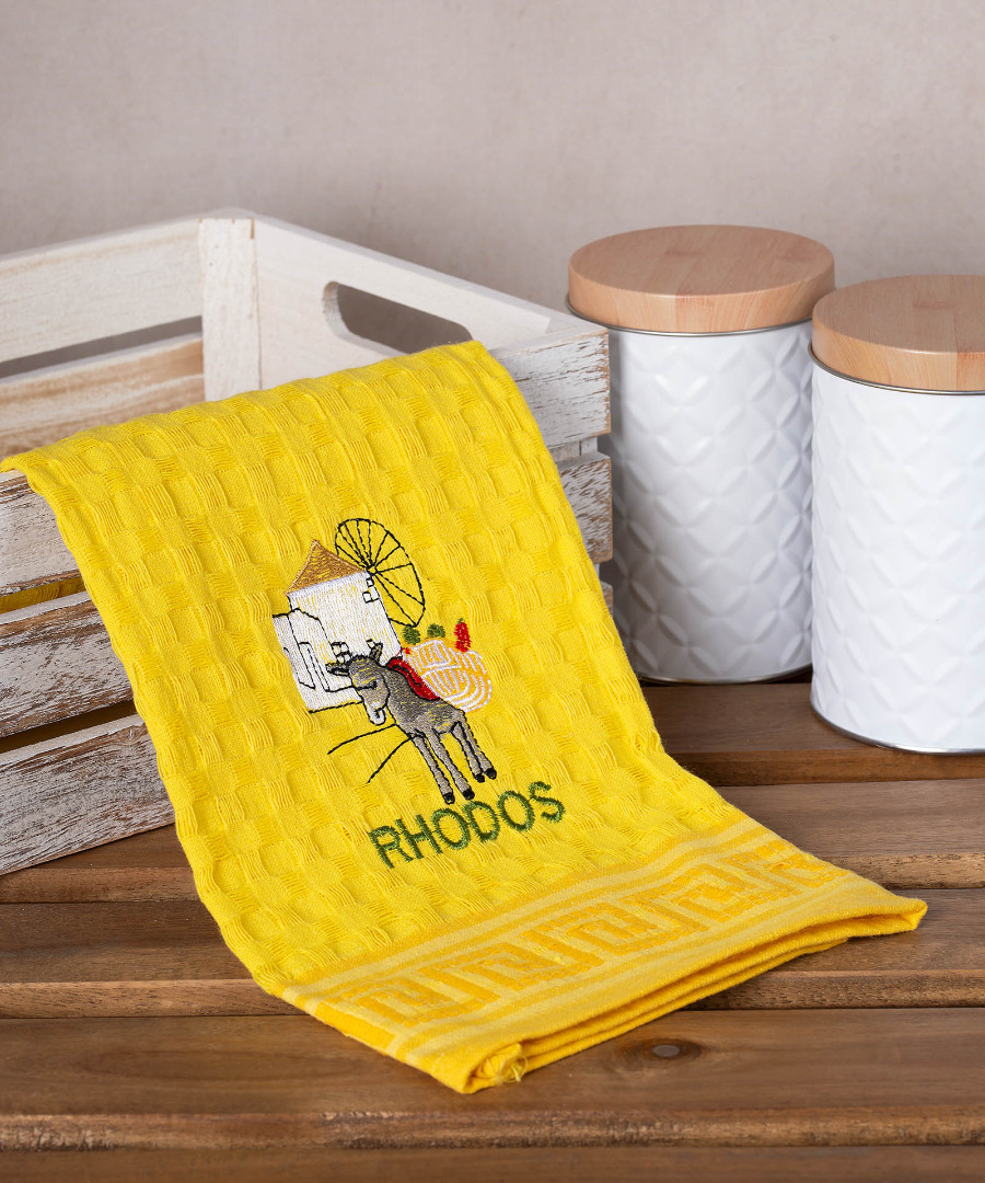 Σετ 12 τεμαχίων ποτηρόπανα γκοφρέ (50cm x 70cm) κίτρινος γαίδαρος RHODES