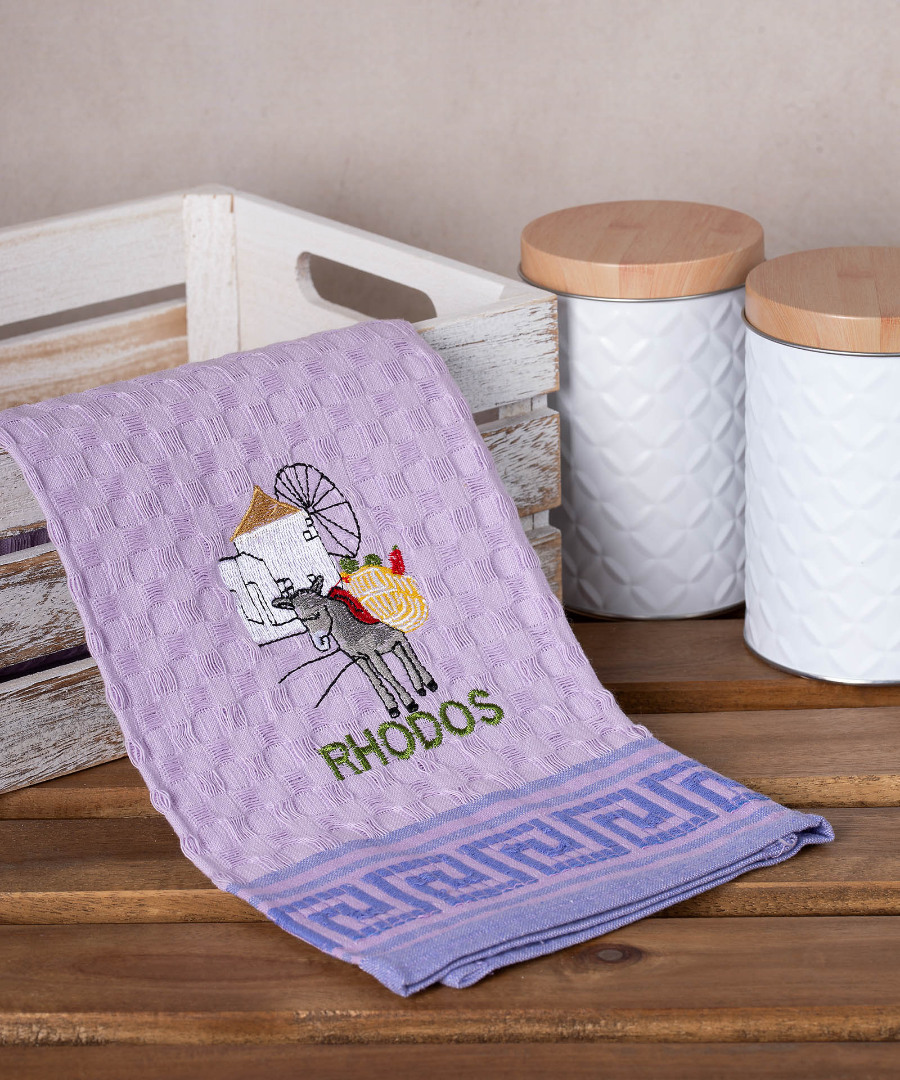 Σετ 12 τεμαχίων ποτηρόπανα γκοφρέ (50cm x 70cm) λιλά γαίδαρος RHODES