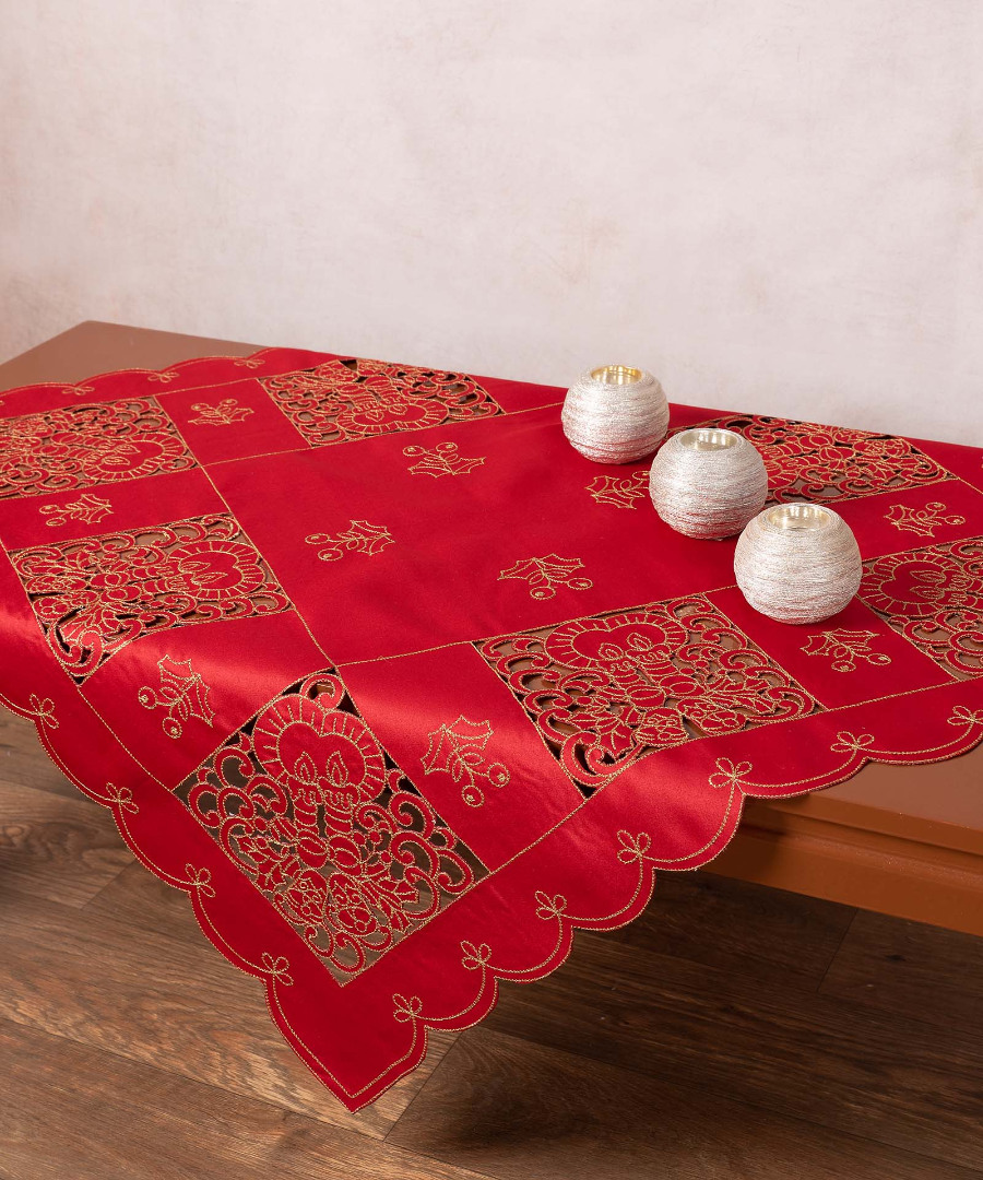 Τραπεζοκαρέ χριστουγεννιάτικο 1180 (130cm x 130cm) κόκκινο