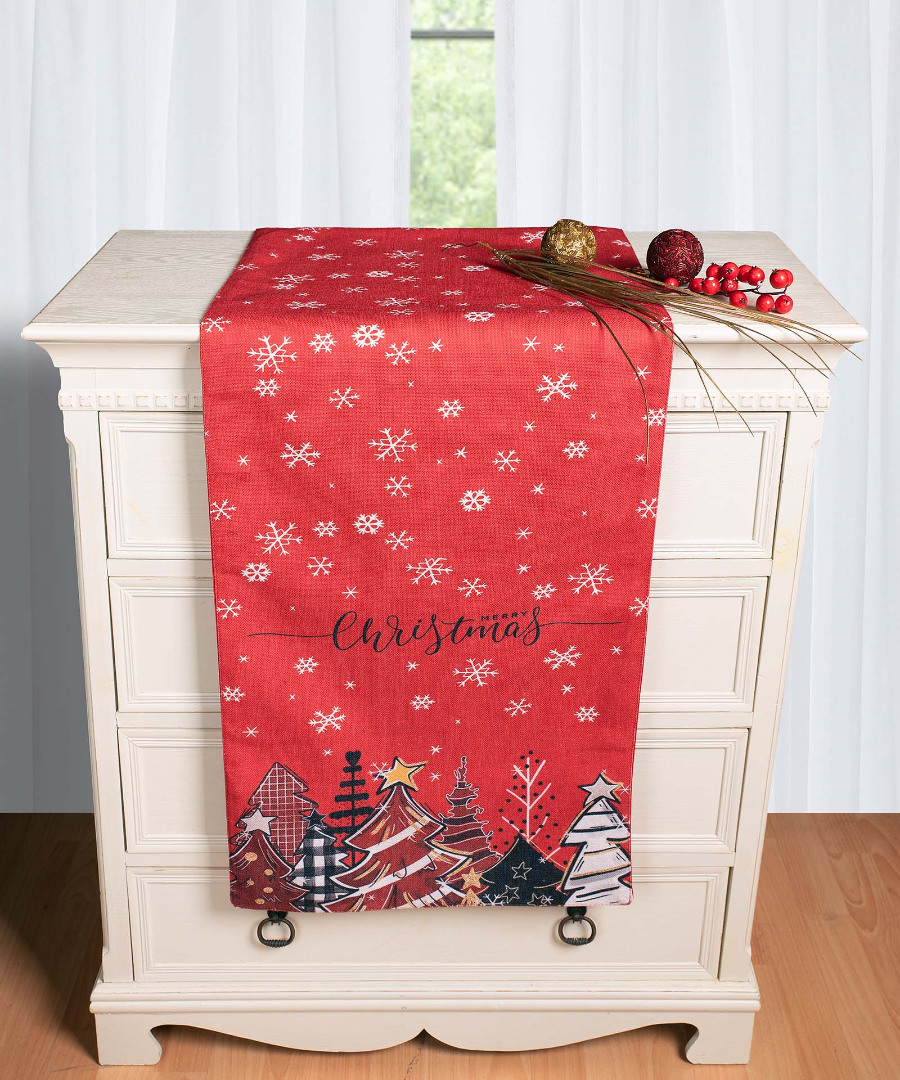 Χριστουγεννιάτικη Τραβέρσα με στάμπα (45cm x 170cm) ks2025-9