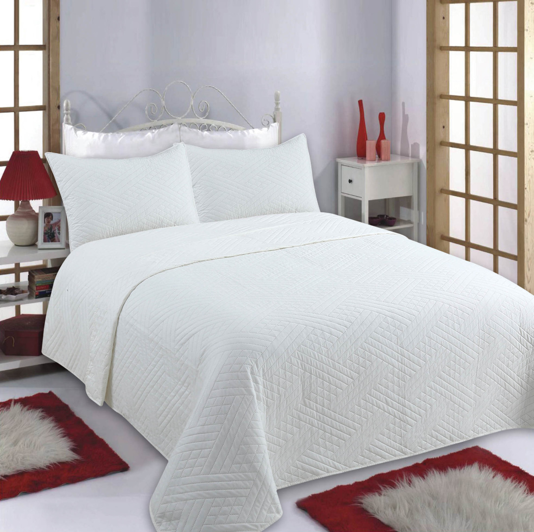 ΚΟΥΒΕΡΛΙ σετ (160cm x 220cm + 1 x 50cm x 70cm) DIAMOND ivory