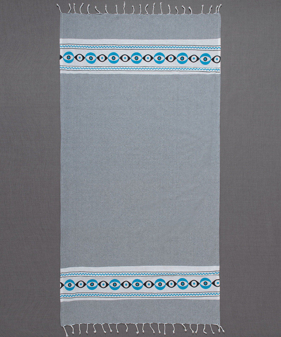 Pestemal με πετσέτα nkp707 (90cm x 180cm) γκρί