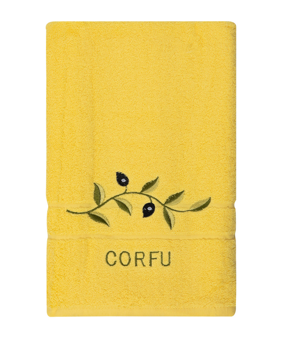 Πετσέτα Προσώπου ( 50cm x 100cm ) Κίτρινο με κλαδί ΚΕΡΚΥΡΑ