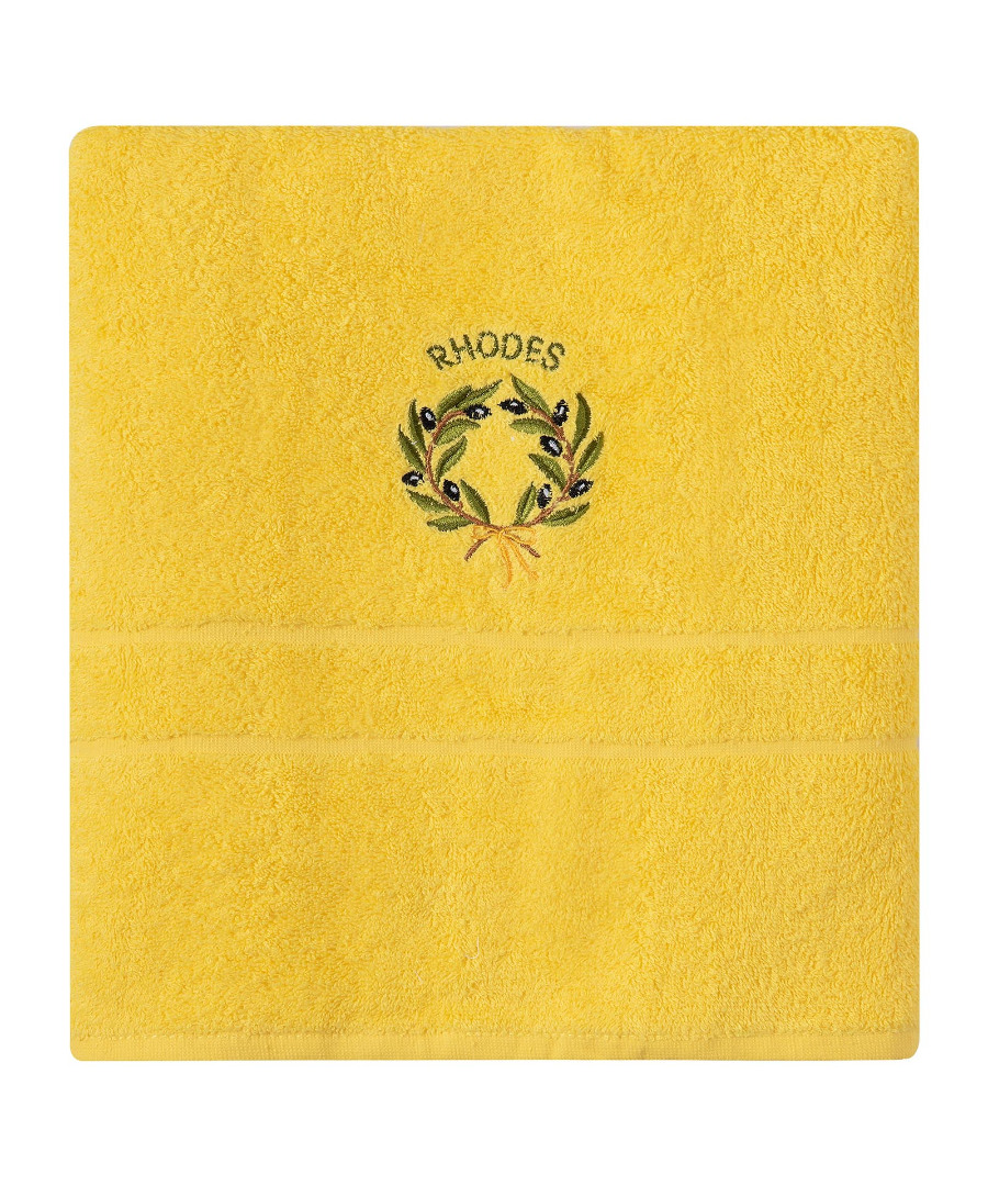 Πετσέτα Σώματος ( 70cm x 140cm ) Κίτρινο με Στεφάνι ΡΟΔΟΣ