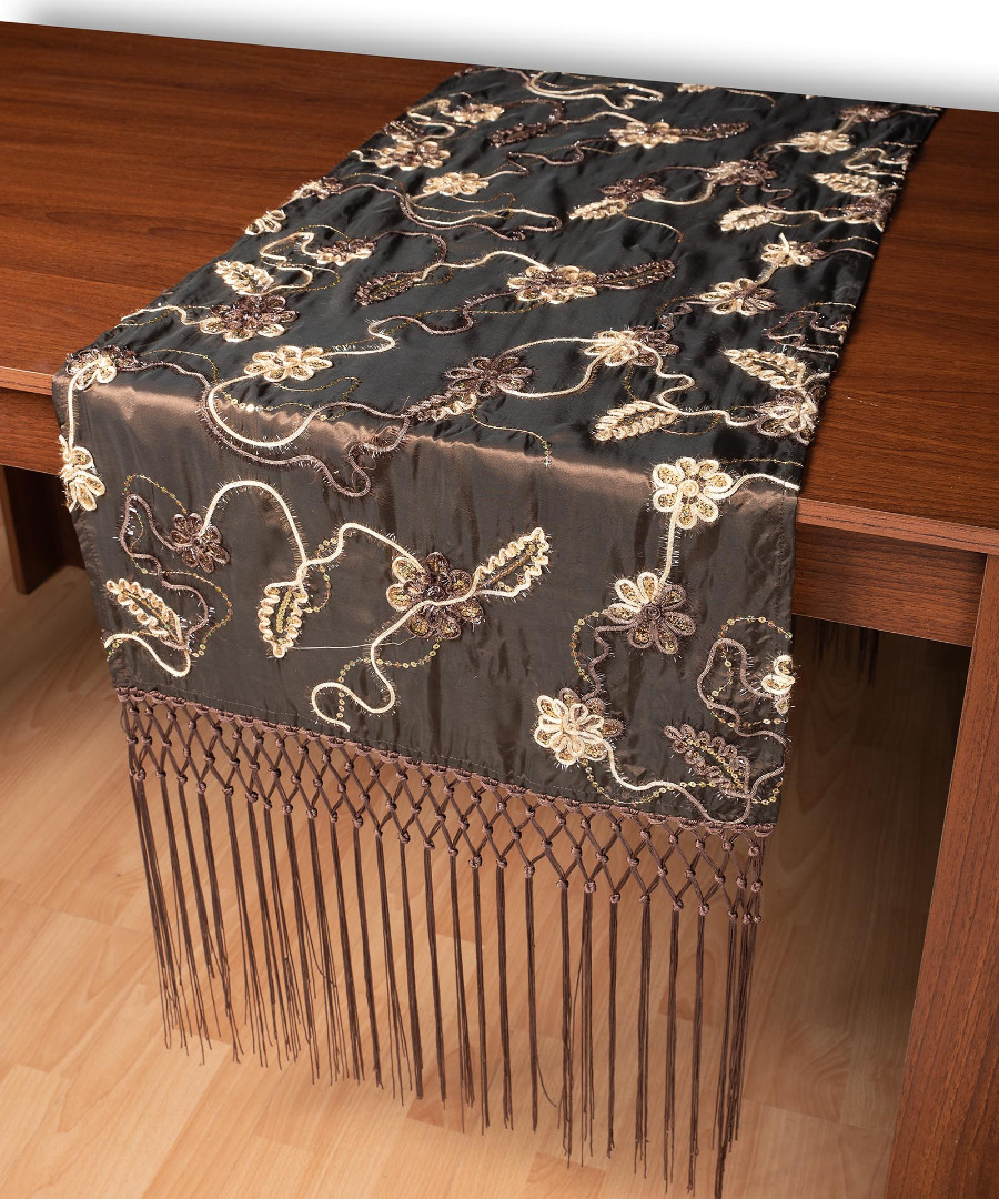 Σατέν τραβέρσα A11 (50cm x 210cm) καφέ
