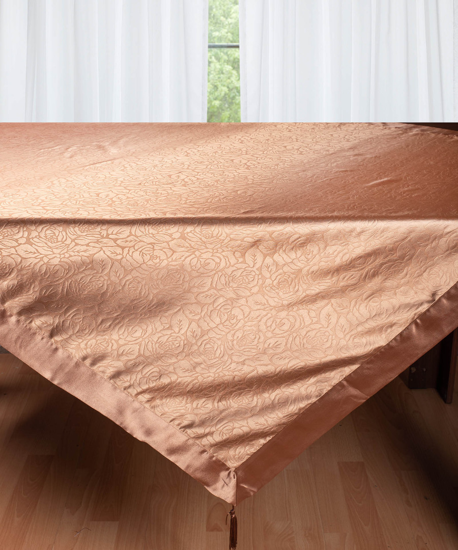Σατέν τραπεζομάντηλο 2009 λουλούδι (130cm x 160cm) καφέ