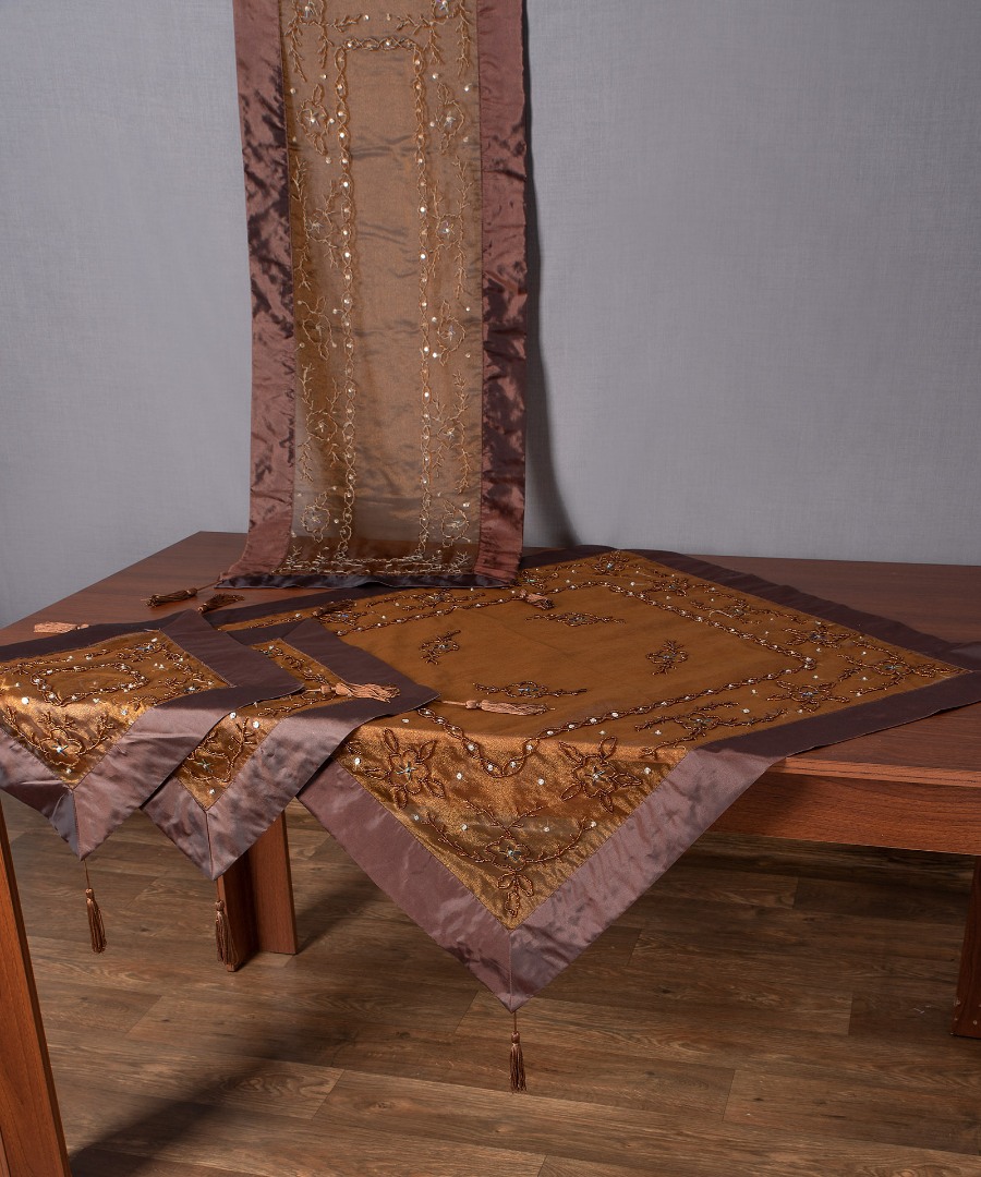 Σετ 4 τεμαχίων (85cm x 85cm, 40cm x 110cm, 2x40cm x 40cm) NK-0744-1 Καφέ
