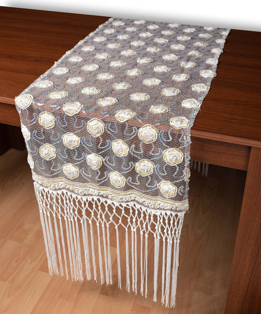 Τούλινη καρέ τραβέρσα 264-17 (50cm x 200cm) λευκό