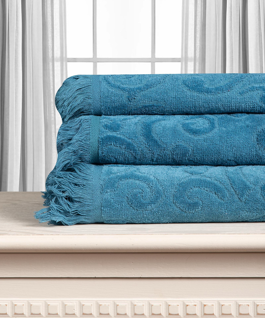 Βαμβακερή ζακάρ πετσέτα ALICIA 520gsm (40cm x 60cm) teal Βαμβακερή ζακάρ πετσέτα ALICIA 520gsm (40cm x 60cm) teal