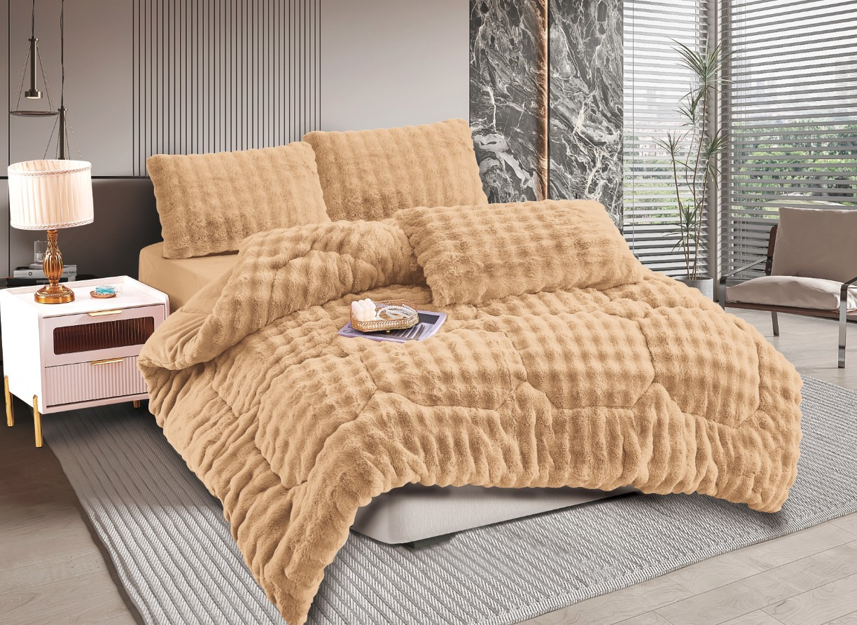 Κουβερτοπάπλωμα burble (240cm x 260cm +2 x50cm x 70cm) ανοιχτό καφέ