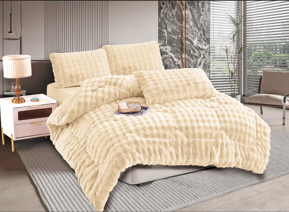 Κουβερτοπάπλωμα burble (240cm x 260cm +2 x50cm x 70cm) cream