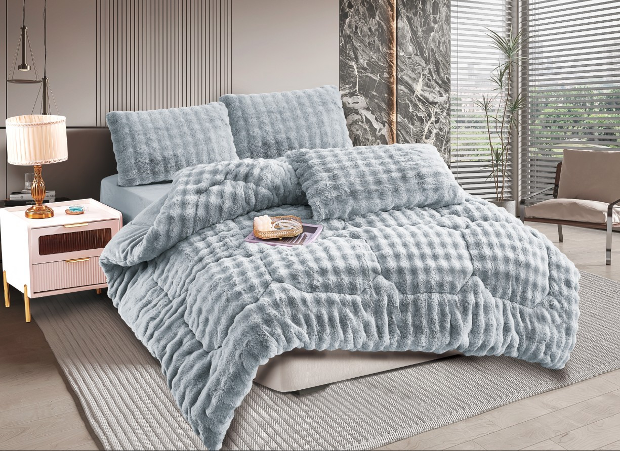 Κουβερτοπάπλωμα burble (240cm x 260cm +2 x50cm x 70cm) γκρί