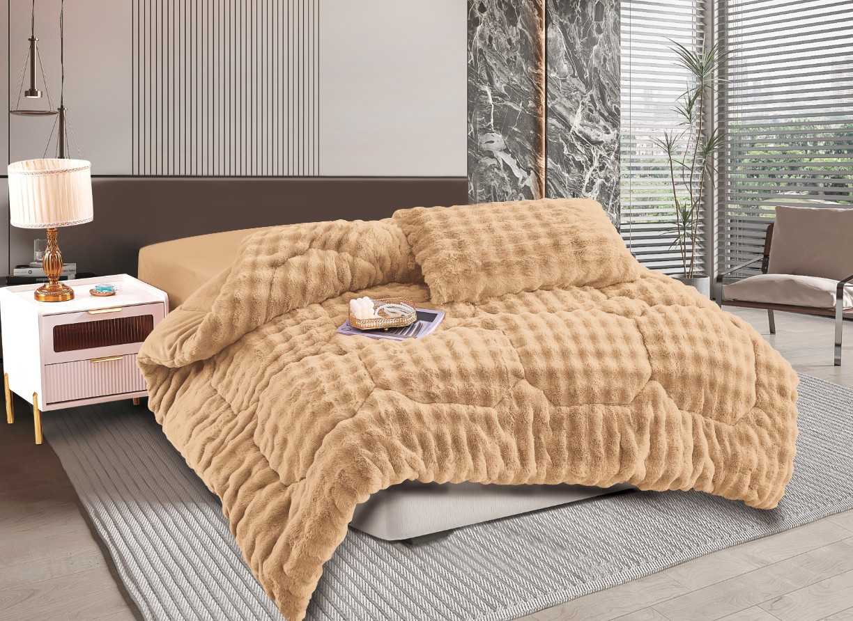 Κουβερτοπάπλωμα burble (240cm x 260cm) ανοιχτό καφέ