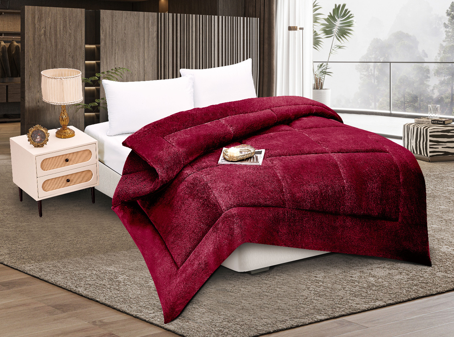 Κουβερτοπάπλωμα solid (160cm x 220cm) burgundy