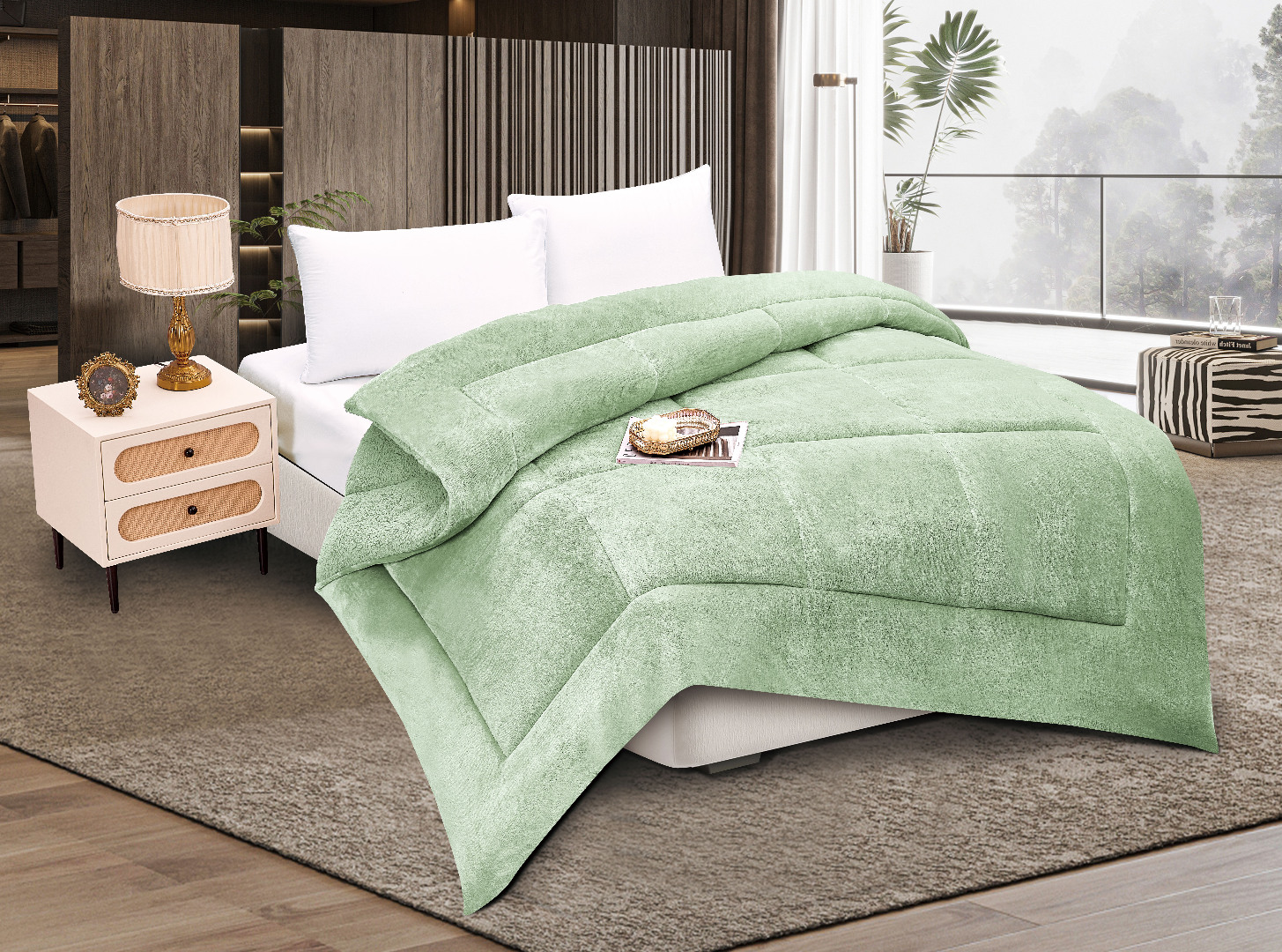 Κουβερτοπάπλωμα solid (220cm x 240cm) light green