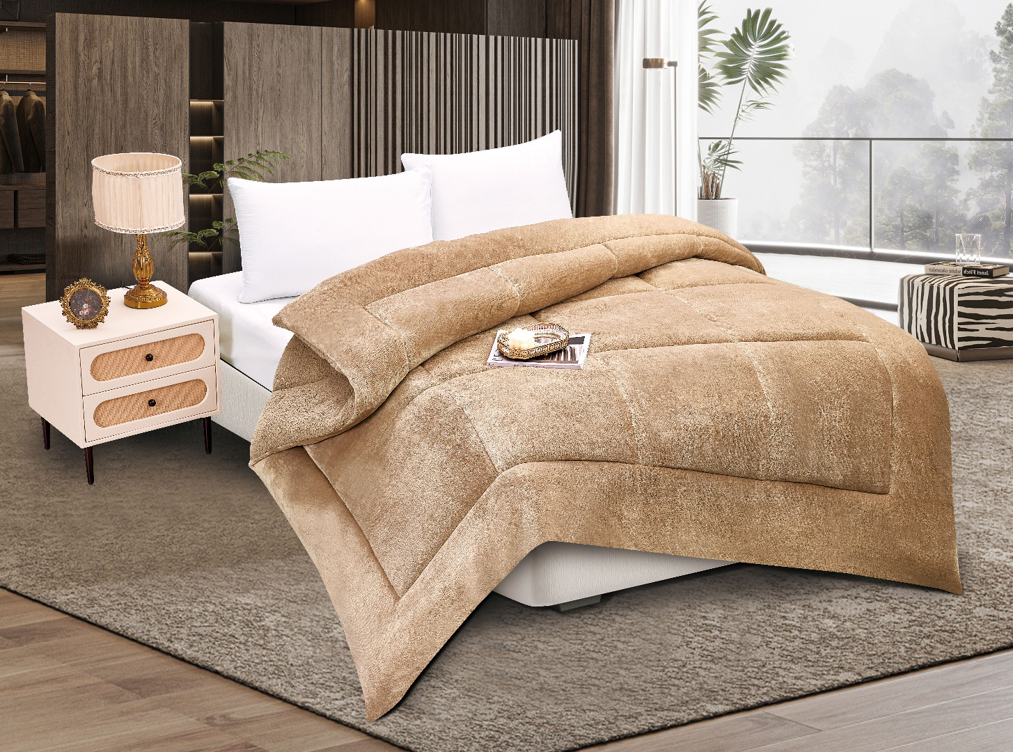 Κουβερτοπάπλωμα solid (240cm x 260cm) light brown