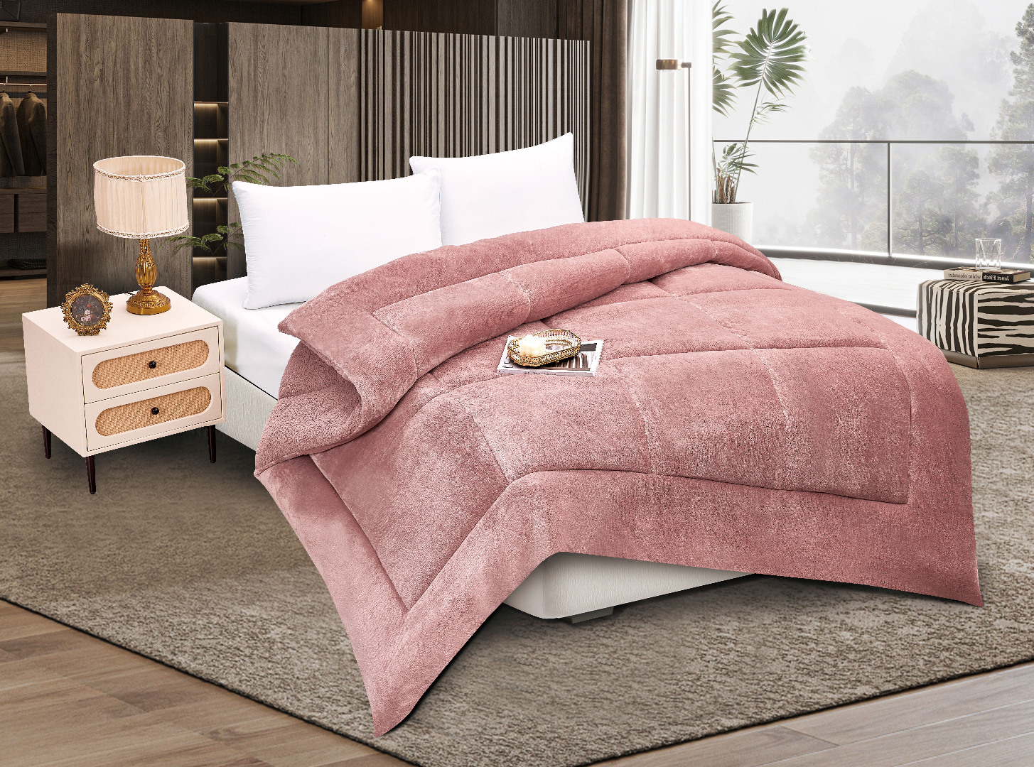 Κουβερτοπάπλωμα solid (240cm x 260cm) old rose