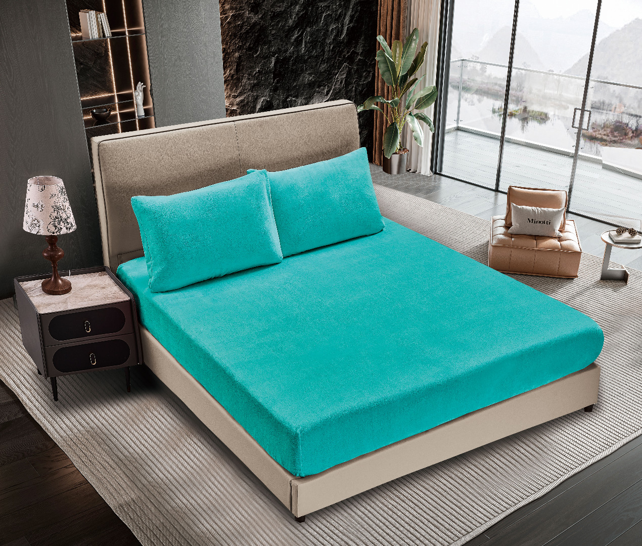 Σεντόνι fleece solid (160cm x 200cm ) tile blue