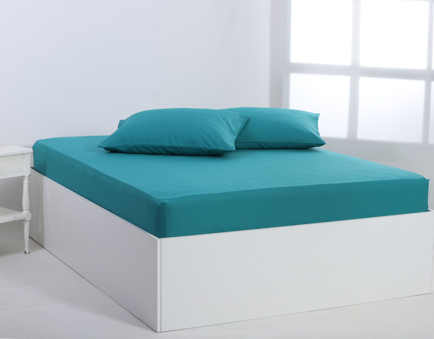 Βαμβακερό σεντόνι essentials (105cm x 200cm + 35cm) teal blue