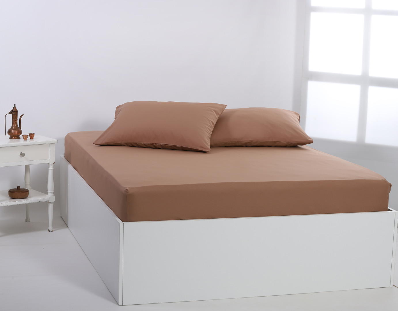 Βαμβακερό σεντόνι essentials (125cm x 200cm + 35cm) praline
