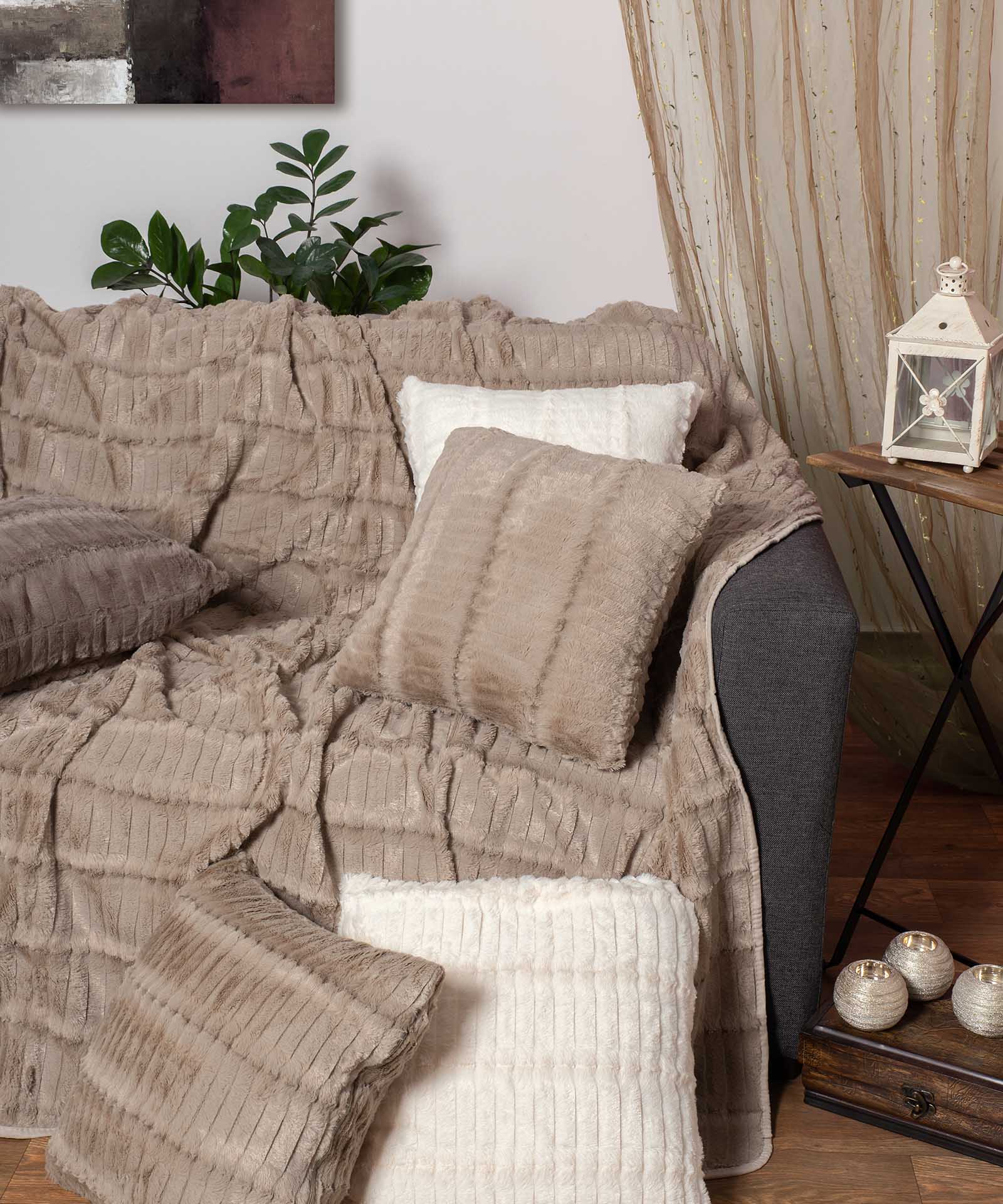 Ριχτάρι Πολυθρόνας 180x180 Silk Fashion stripe   Μπέζ