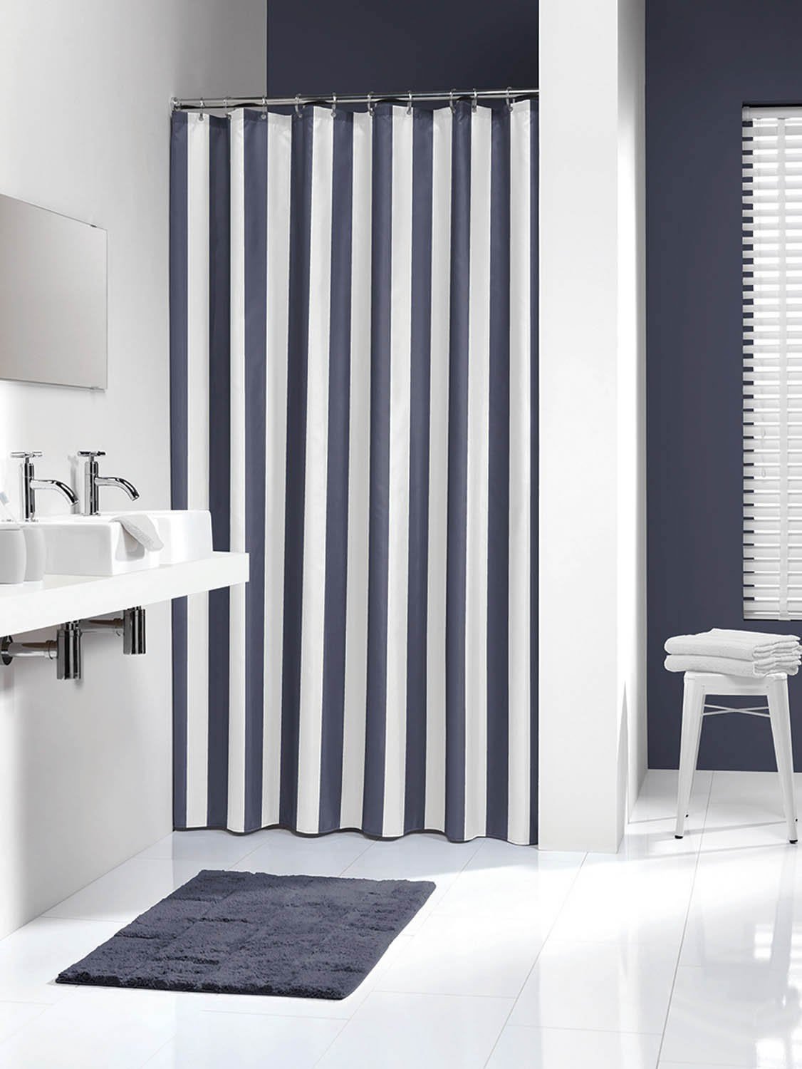 Κουρτίνα Μπάνιου Υφασμάτινη 180x200 Sealskin Linje blue