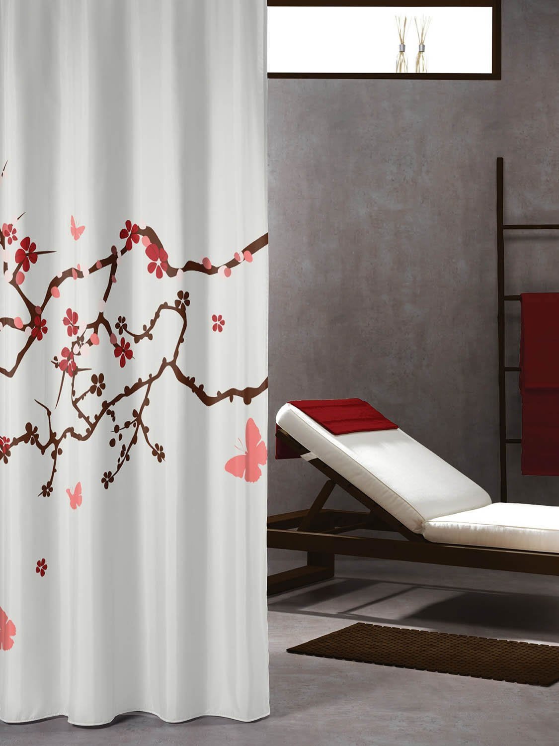 Κουρτίνα Μπάνιου Υφασμάτινη 180x200 Sealskin Blossom red