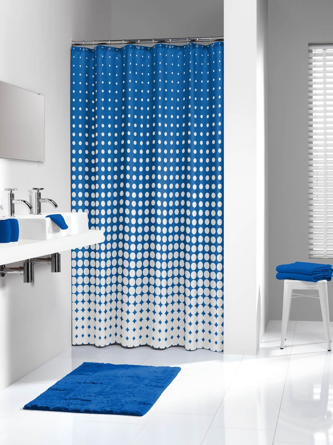 Κουρτίνα Μπάνιου Υφασμάτινη 180x200 Sealskin Speckles royal blue