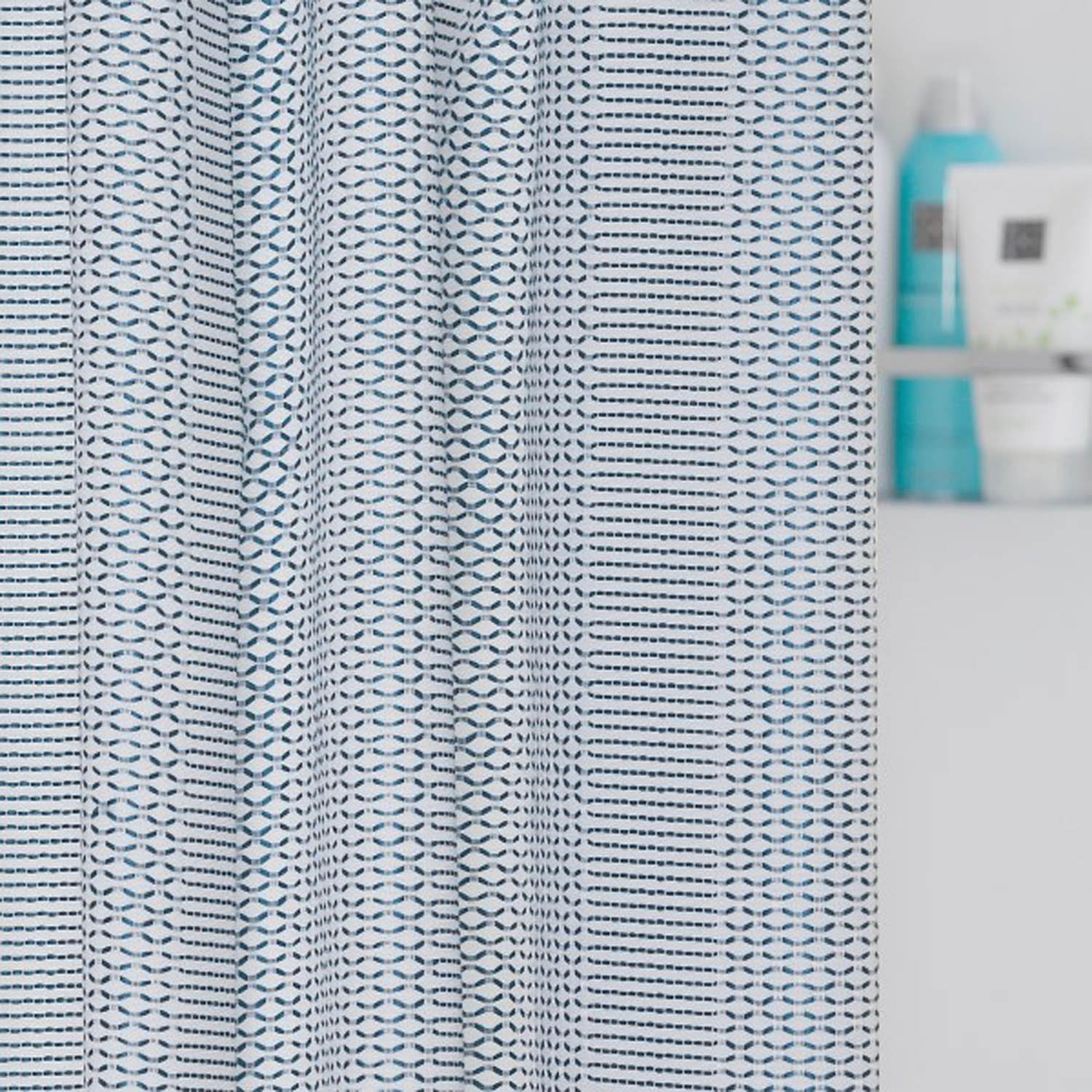 Κουρτίνα Μπάνιου Υφασμάτινη 180x200 Sealskin Wave blue