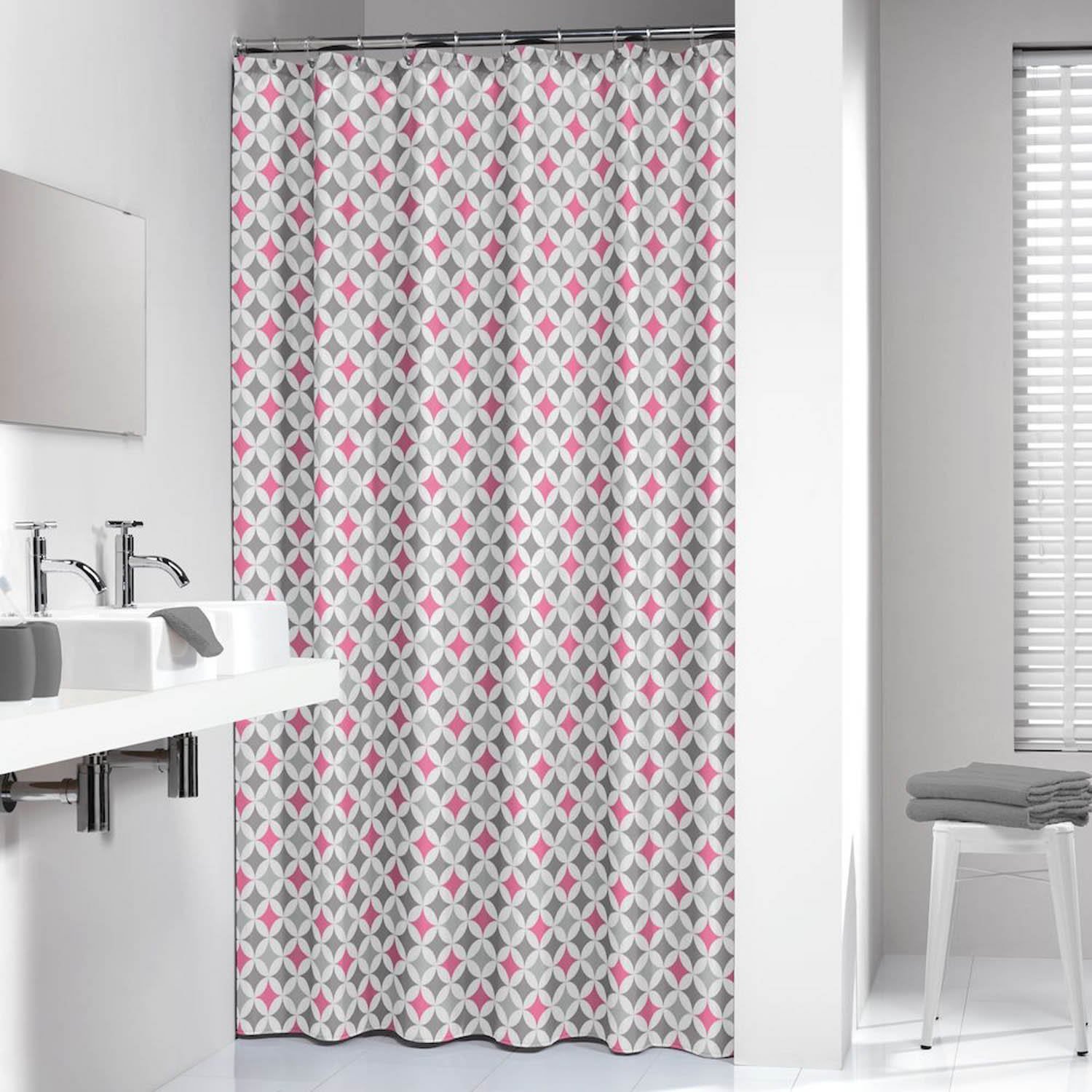 Κουρτίνα Μπάνιου Υφασμάτινη 180x200 Sealskin Diamonds pink