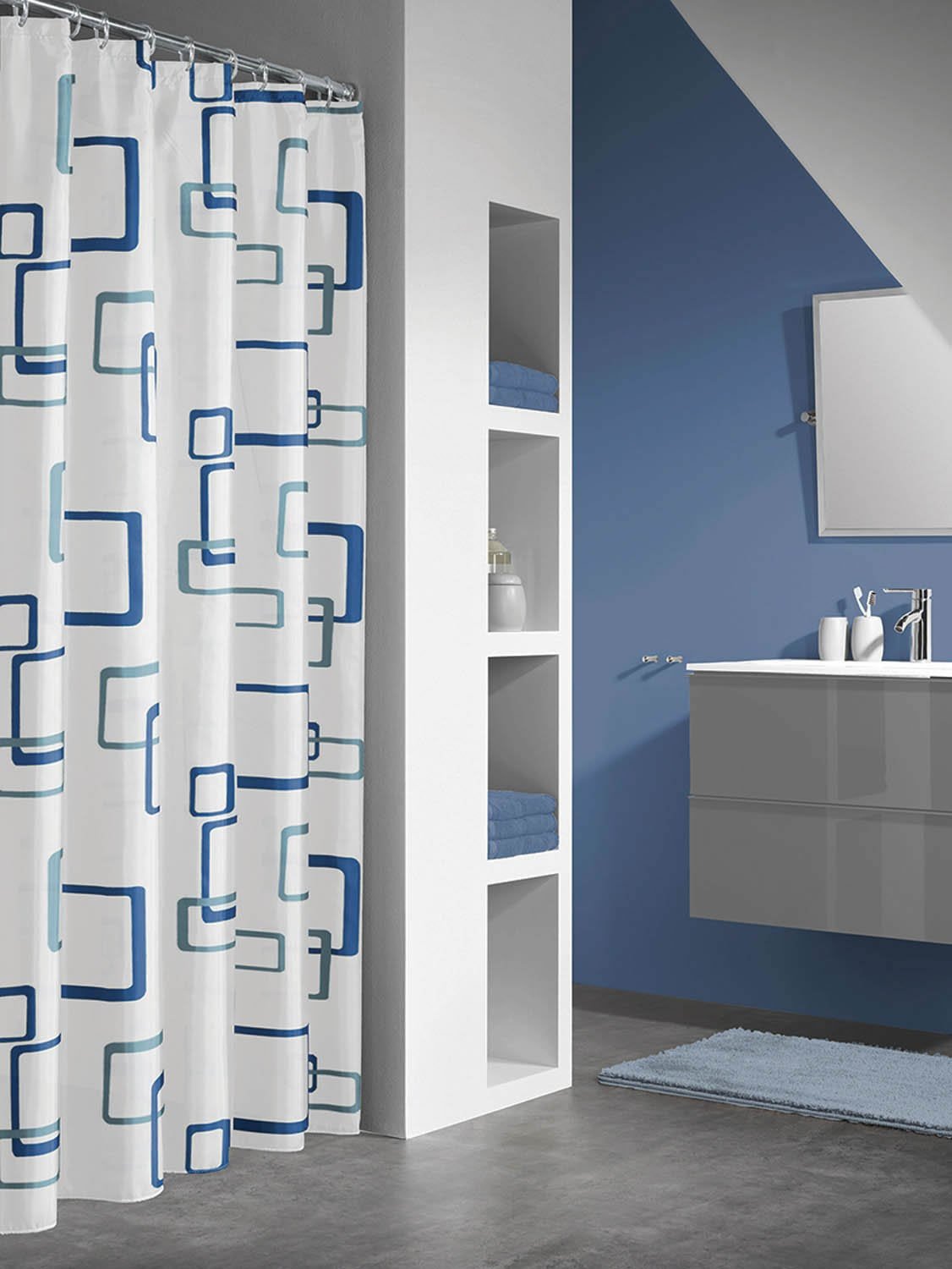 Κουρτίνα Μπάνιου Πλαστική Sealskin 180x200 Retro blue