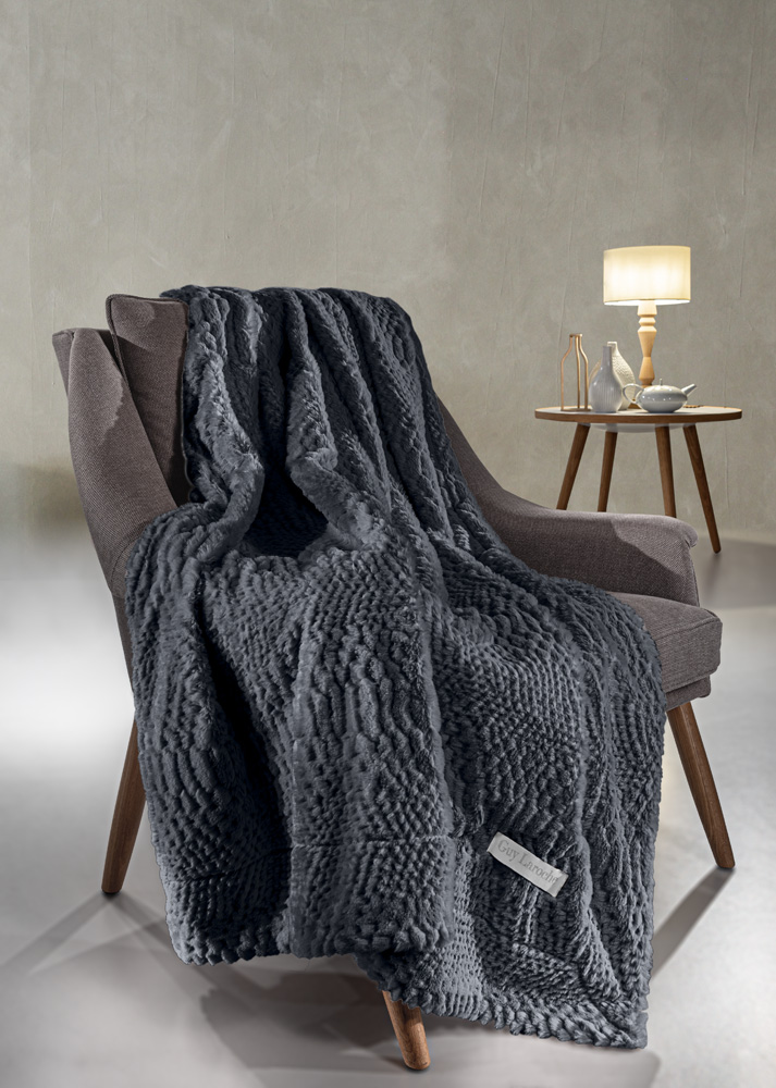 Ριχτάρι Τριθέσιος 170x300 + 1 Mαξιλάρι 48x48  Guy Laroche Crusty Carbon