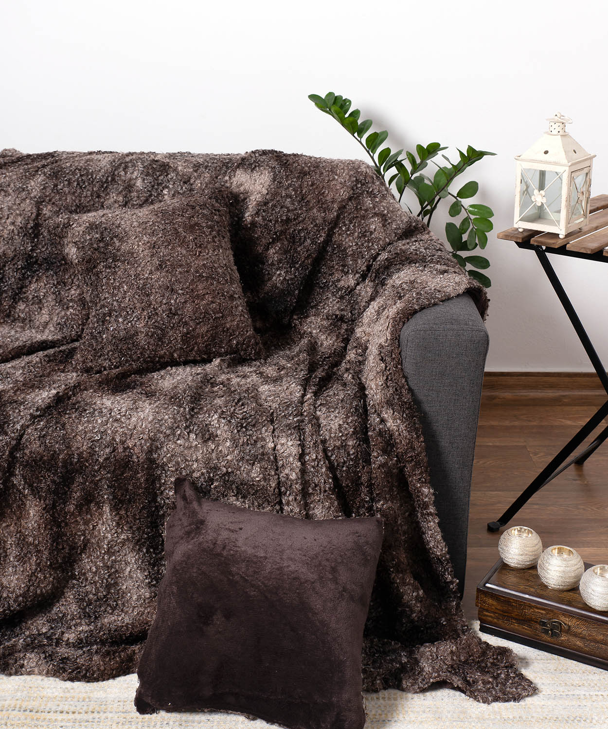 Ριχτάρι Τριθέσιο 180x320 Silk Fashion Astrakan Καφέ