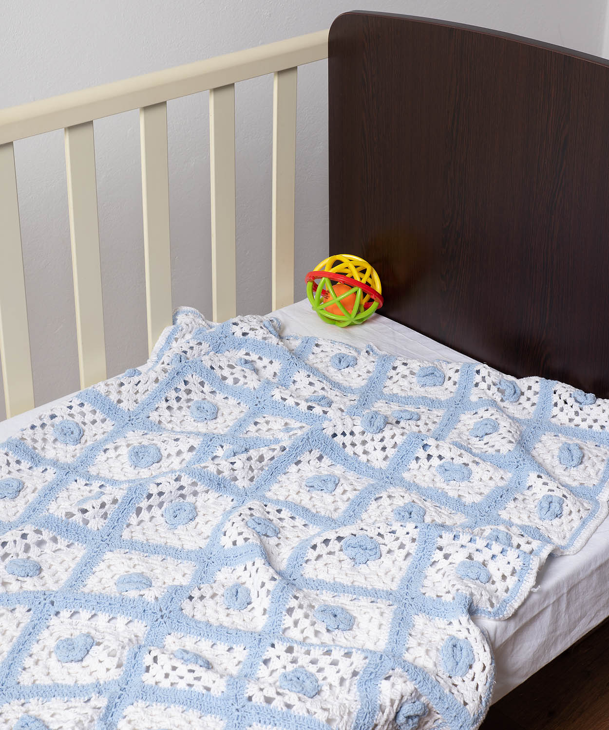 Κουβέρτα Πλεκτή Κούνιας 100x150 Silk Fashion  Σιέλ- Λευκό