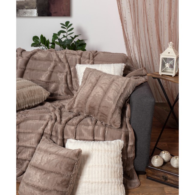 Ριχτάρι Πολυθρόνας 180x180 Silk Fashion Stripe Coffee