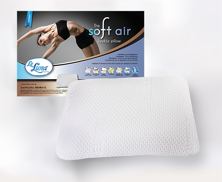 Μαξιλάρι Ύπνου 60x40x12 La Luna Ανατομικό The Soft Air flexible Memory Foam Pillow Μέτριο