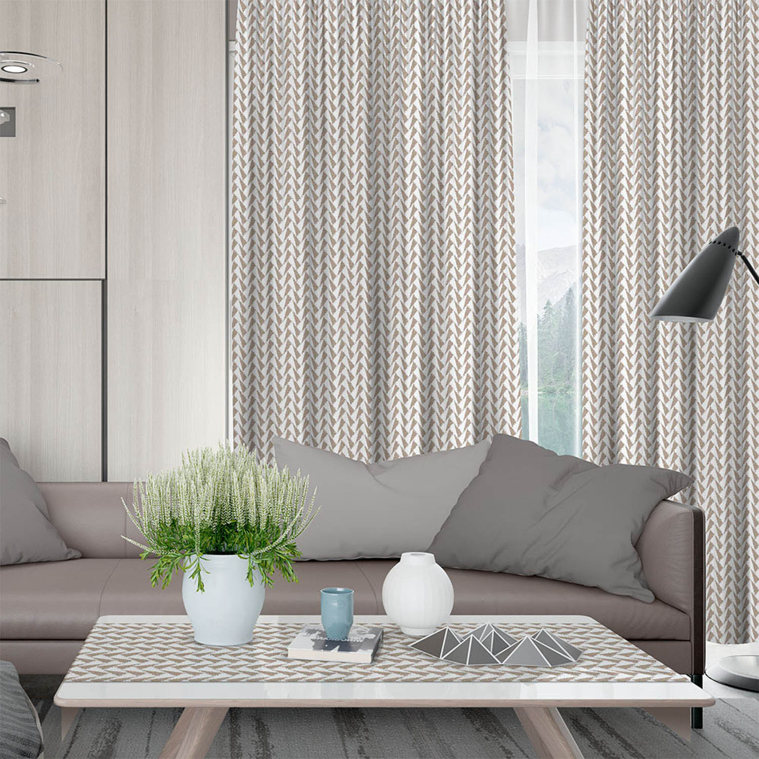 Κουρτίνα Με Τρέσσα 135x270 Lino Corteo 90 Mocca