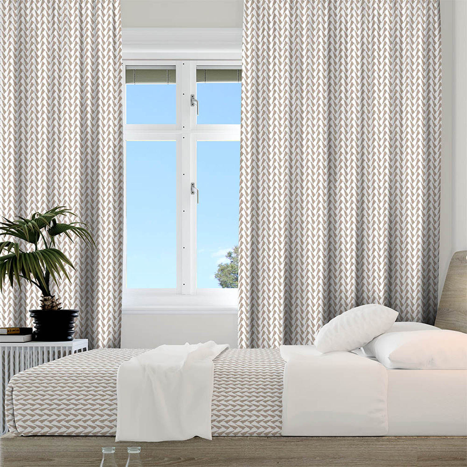 Κουρτίνα Με Τρέσσα 135x270 Lino Corteo 90 Mocca